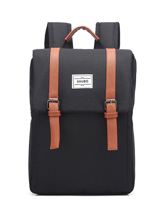 Flap Closure Laptop Backpack Black  - Image 1