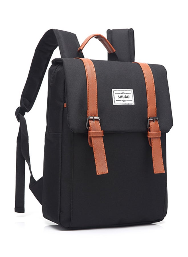 Flap Closure Laptop Backpack Black  - Image 5