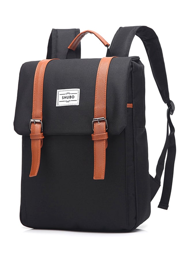Flap Closure Laptop Backpack Black  - Image 4