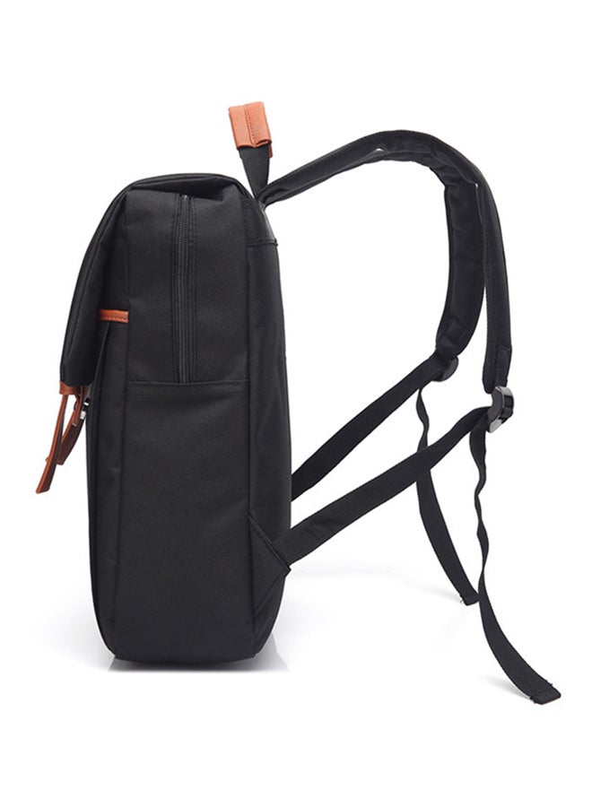 Flap Closure Laptop Backpack Black  - Image 3