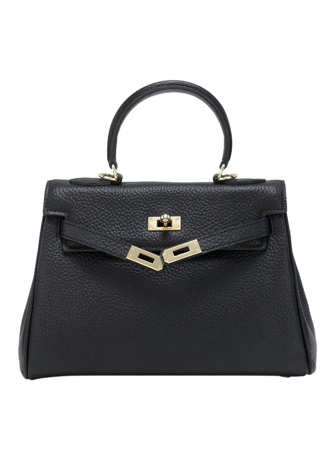 Classic Leather Satchel Bag Black 