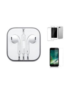 In-Ear Earphones For Apple iPhone 7 Plus With Protective Case Cover And Screen Glass White