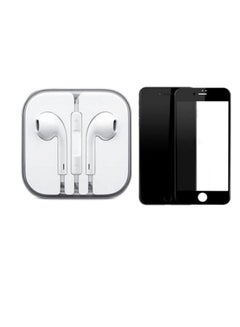 In-Ear Earphones For Apple iPhone 7 Plus With Tempered Glass Screen Protector White