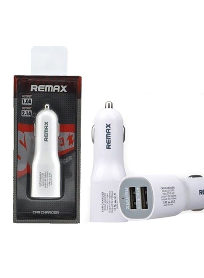 REMAX Dual Port USB Car Charger White
