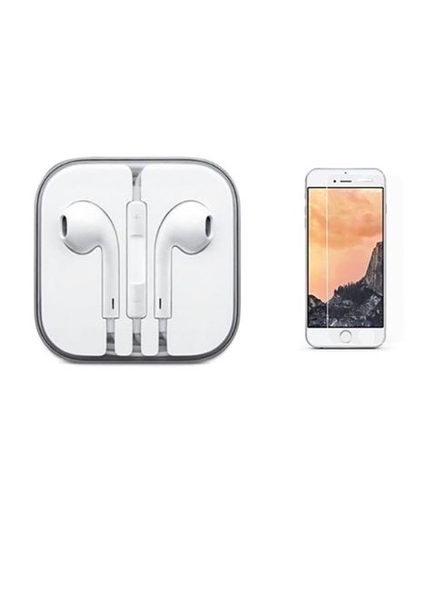 Screen Protector With In-Ear Earphones For Apple iPhone 6 Plus White