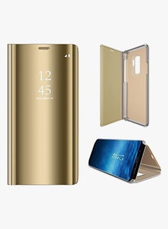 Clear View Flip Cover For Samsung Galaxy S9+ Gold