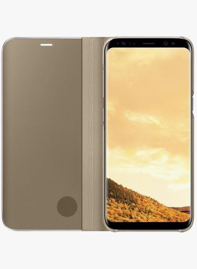 Generic - Clear View Flip Cover For Samsung Galaxy S9+ Gold - Image 1