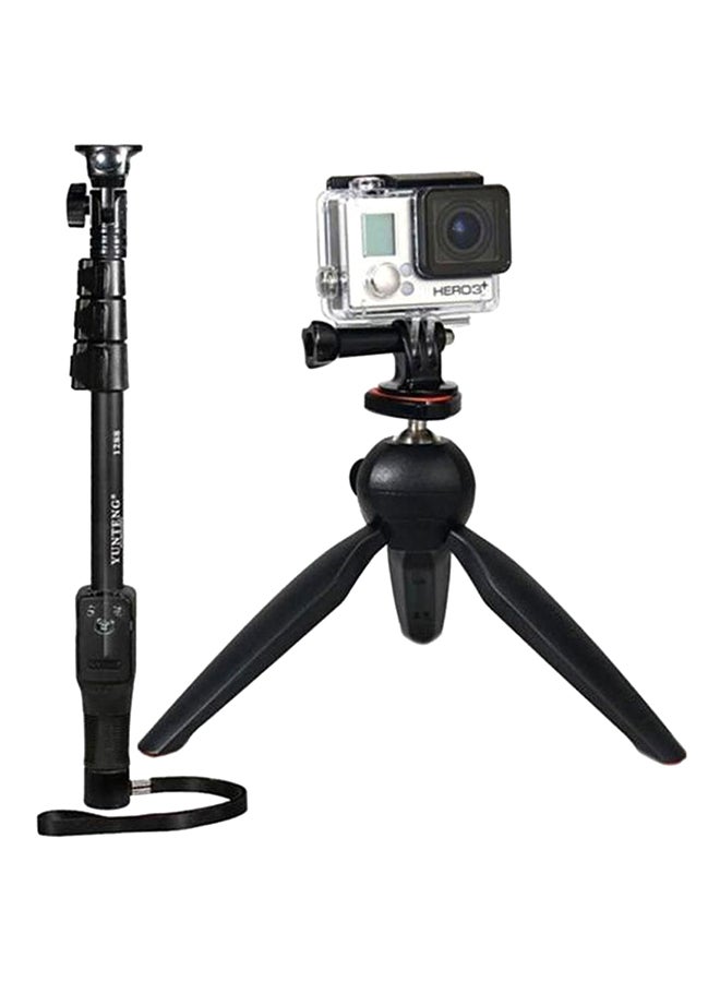 Yunteng - YT-1288 Selfie Monopod With Mini Tripod Black - Image 1