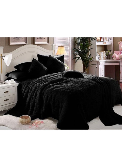 6-Piece Comforter Set Polyester Blend Black