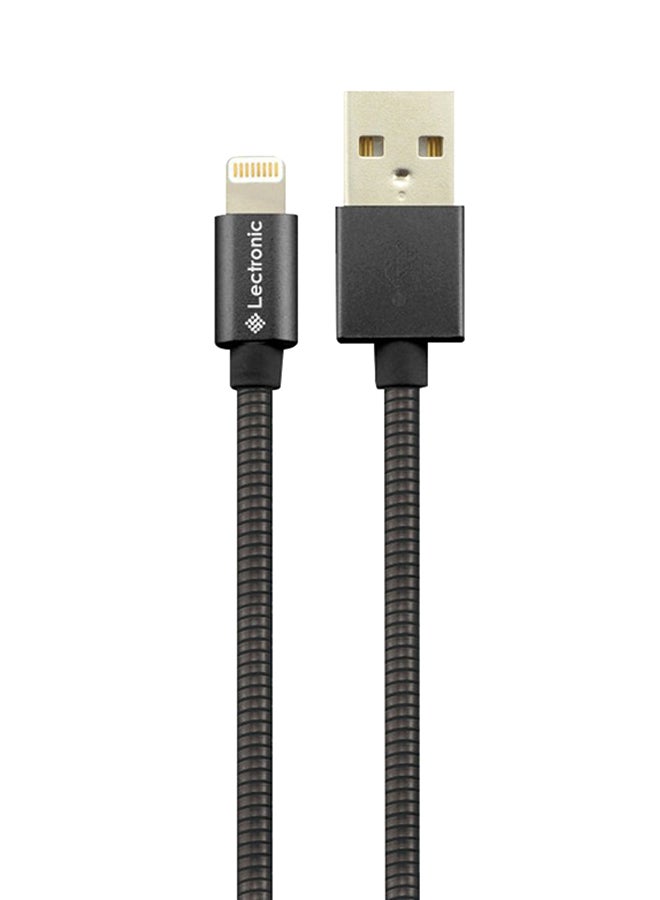 ليكترونيك كابل معدني فاخر للتحويل من Lightning إلى USB مصنّع خصيصاً لمنتجات أبل أسود - Image 1