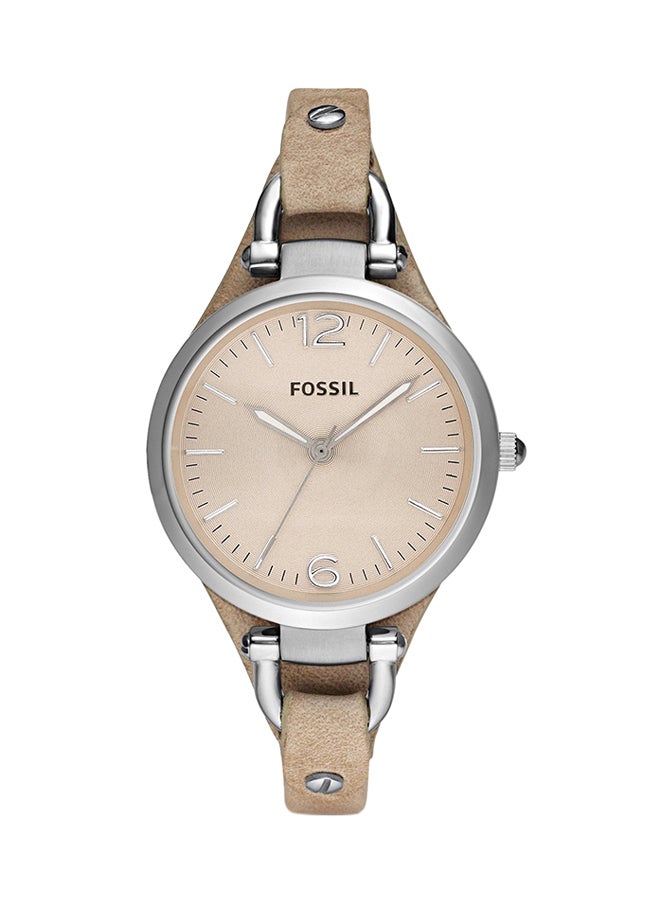 FOSSIL Women's Leather Analog Wrist Watch ES2830 - 32 mm - Beige  - Image 1