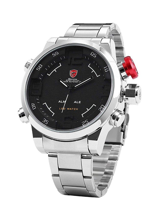 شارك ساعة يد بعقارب مقاومة للماء وسوار من الستانلس ستيل طراز SH103 للرجال