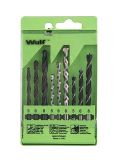 9-Piece Combination Drill Bit Set Green/Silver