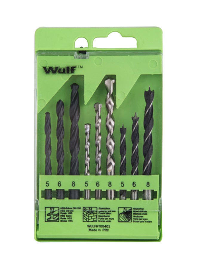 Wulf - 9-Piece Combination Drill Bit Set Green/Silver - Image 1