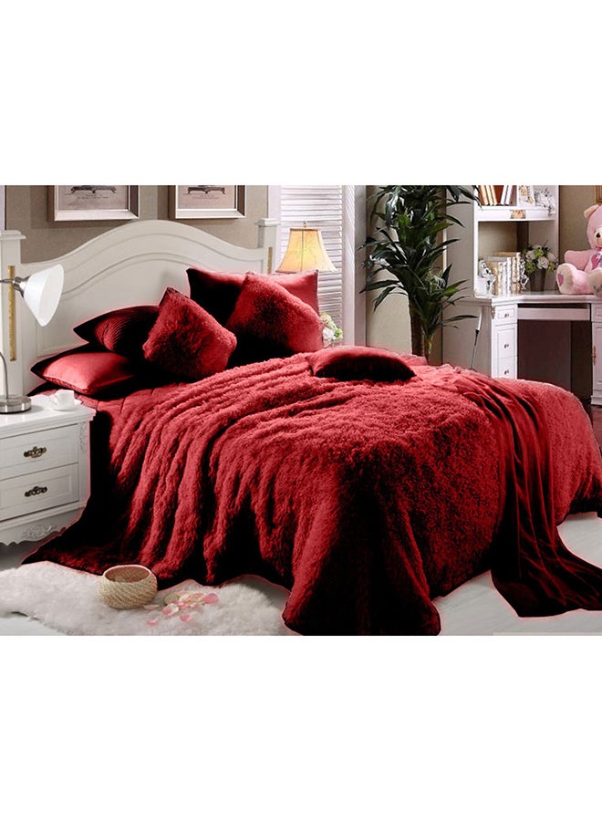 Comfy 6-Piece Comforter Set Polyester Blend Red 240x240cm 