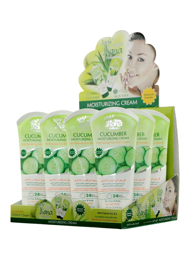 ليدي ديانا 12 قطعة من كريم مرطب للوجه والجسم بالخيار 170ملليلتر - Image 1