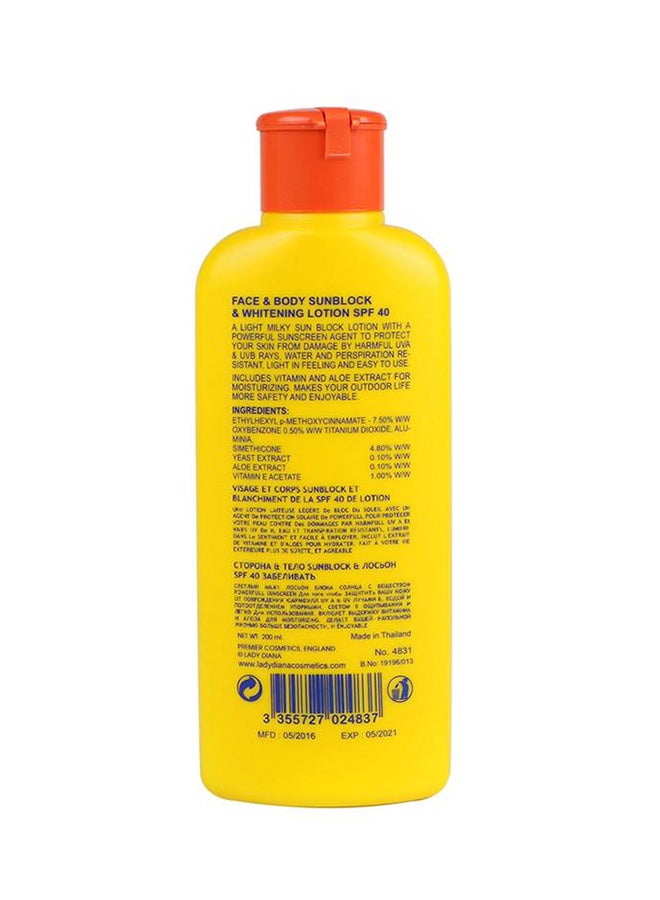 Face And Body Sunblock And Whitening Lotion SPF 40 200ml