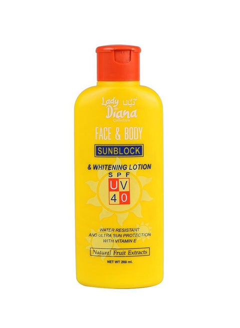 Face And Body Sunblock And Whitening Lotion SPF 40 200ml