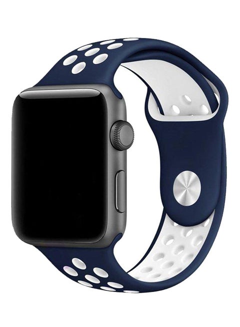 Sport Replacement Watch Band For Apple Series 3/2/1 Blue/White