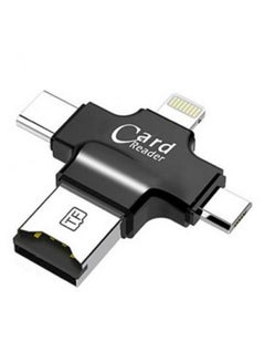قارئ بطاقة Micro USB نوع 4 في 1 أسود/فضي