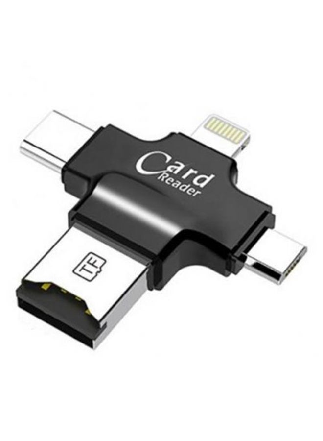 أيرلدوم - قارئ بطاقة Micro USB نوع 4 في 1 أسود/فضي - Image 1