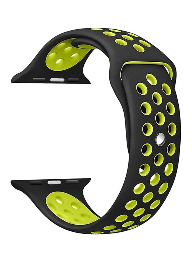 Silicone Bracelet Strap For Apple Watch 42mm Black/Green - Image 1