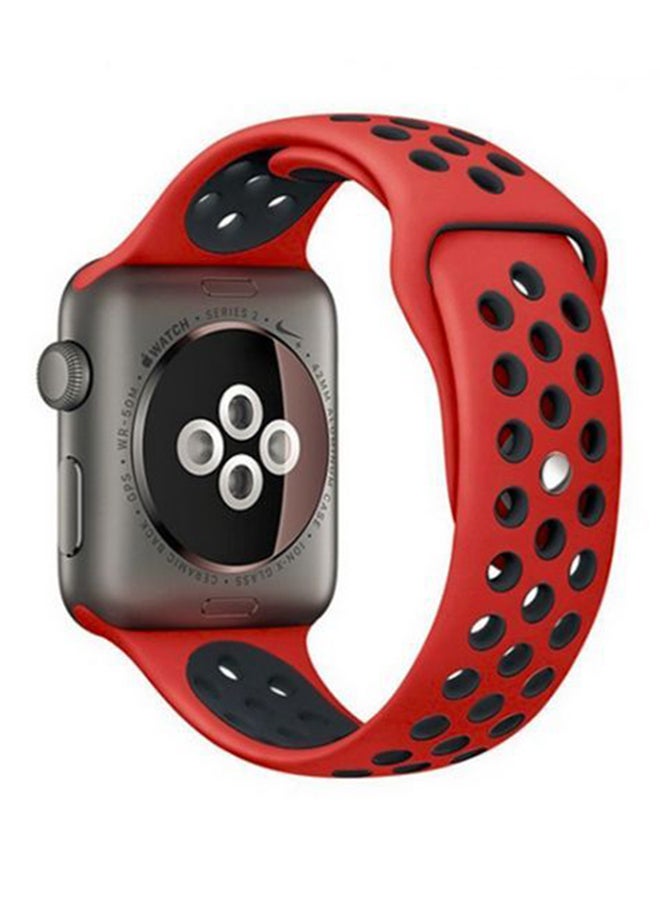 Generic - Replacement Silicone Band For Apple Watch 42mm Red/Black - Image 1
