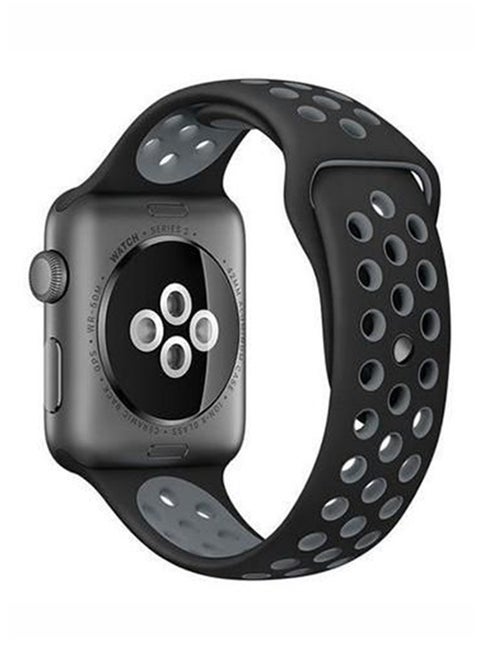 Breathable With Holes Sport Watch Band For Apple Watch Grey/Black
