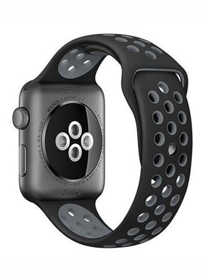Generic - Breathable With Holes Sport Watch Band For Apple Watch Grey/Black - Image 1