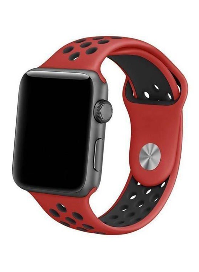 Generic - Replacement Silicone Strap For Apple Watch 38mm Red/Black - Image 1