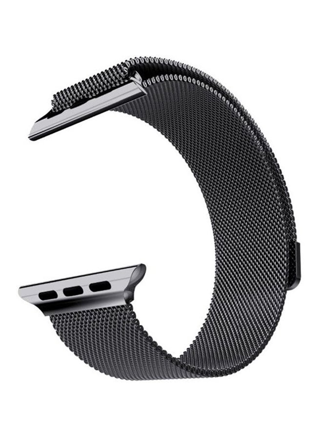 سوار من إستانلس ستيل لساعة أبل مقاس 42 مم أسود - Image 1