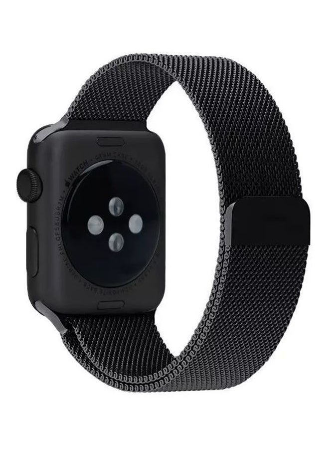 سوار من إستانلس ستيل لساعة أبل مقاس 42 مم أسود - Image 3