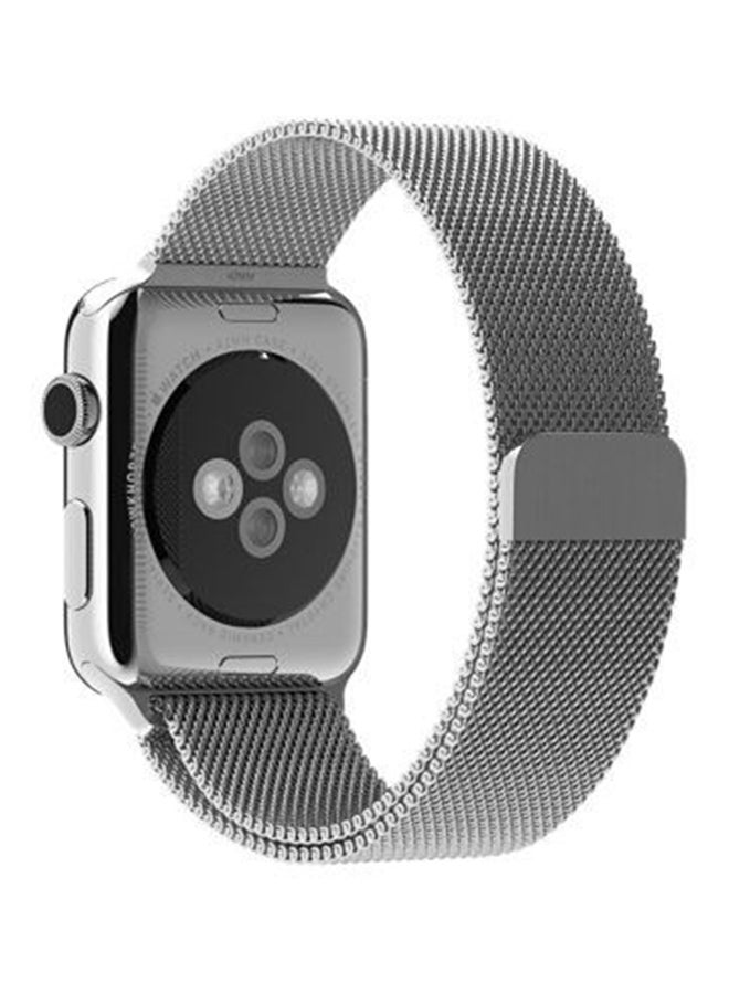 سوار بديل من الستانلس ستيل لساعة أبل مقاس 42 مم فضي - Image 2