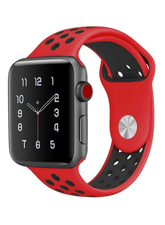 Generic - Replacement Silicone Sport Watch Band For Apple Watch Series 3/2/1 Black/Red - Image 1