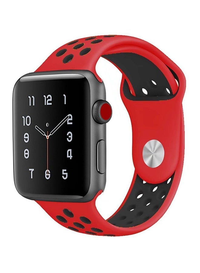 Generic - Silicone Sport Watch Band For Apple Watch 42mm Black/Red - Image 1