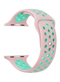 Sports Silicone Watch Band For Apple Watch Series 1/2/3 With Adapter Pink/Green
