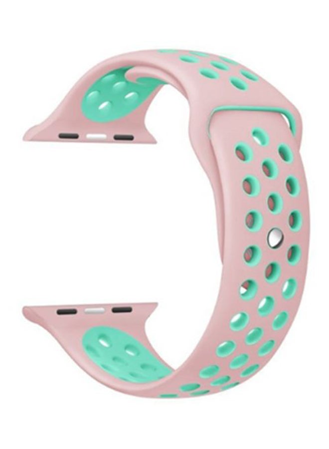 Generic - Sports Silicone Watch Band For Apple Watch Series 1/2/3 With Adapter Pink/Green - Image 1