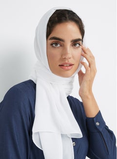 Seden Chiffon Hijab Scarf White  - Image 2