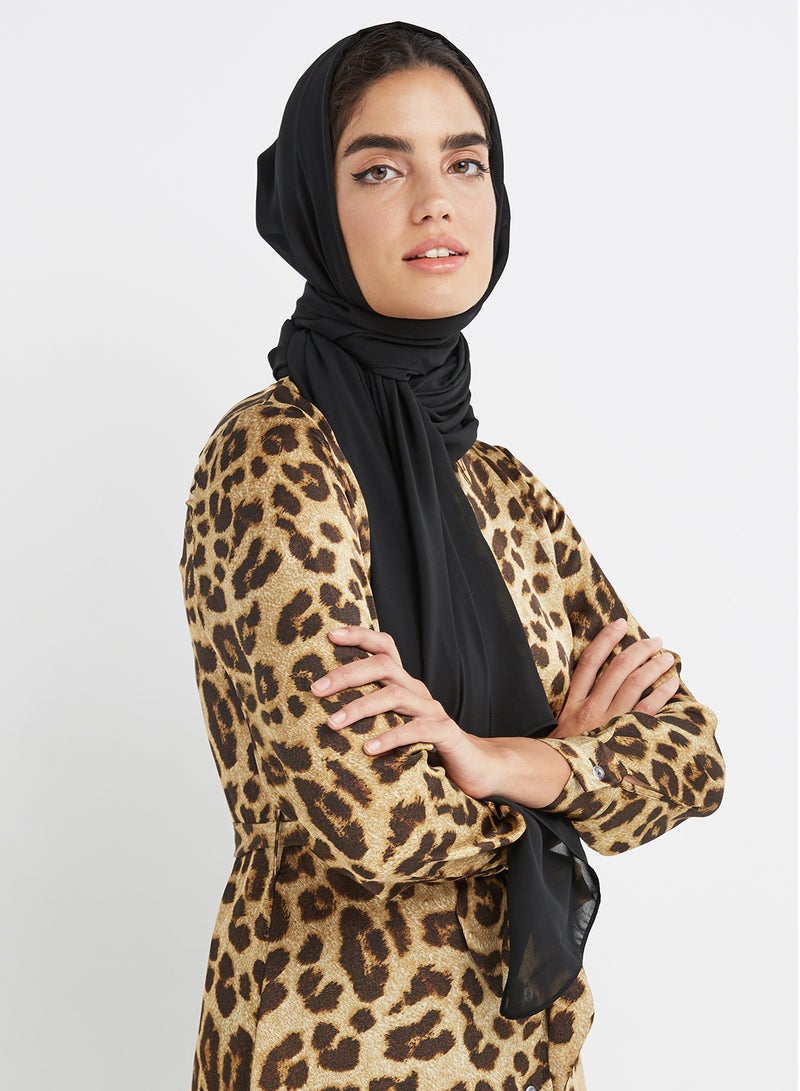 سدن وشاح حجاب شيفون أسود  - Image 1