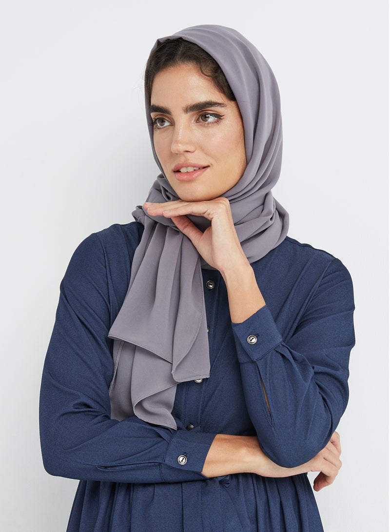سدن وشاح حجاب شيفون رمادي  - Image 1