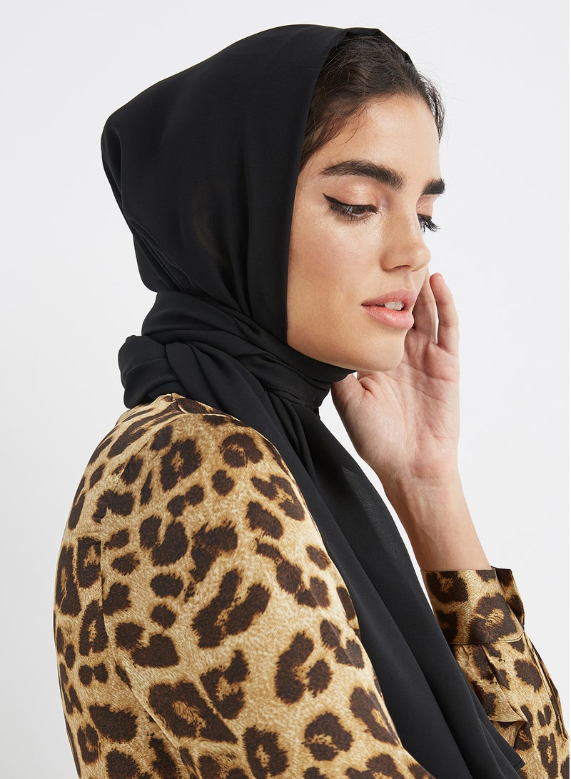 سدن وشاح حجاب شيفون أسود  - Image 2