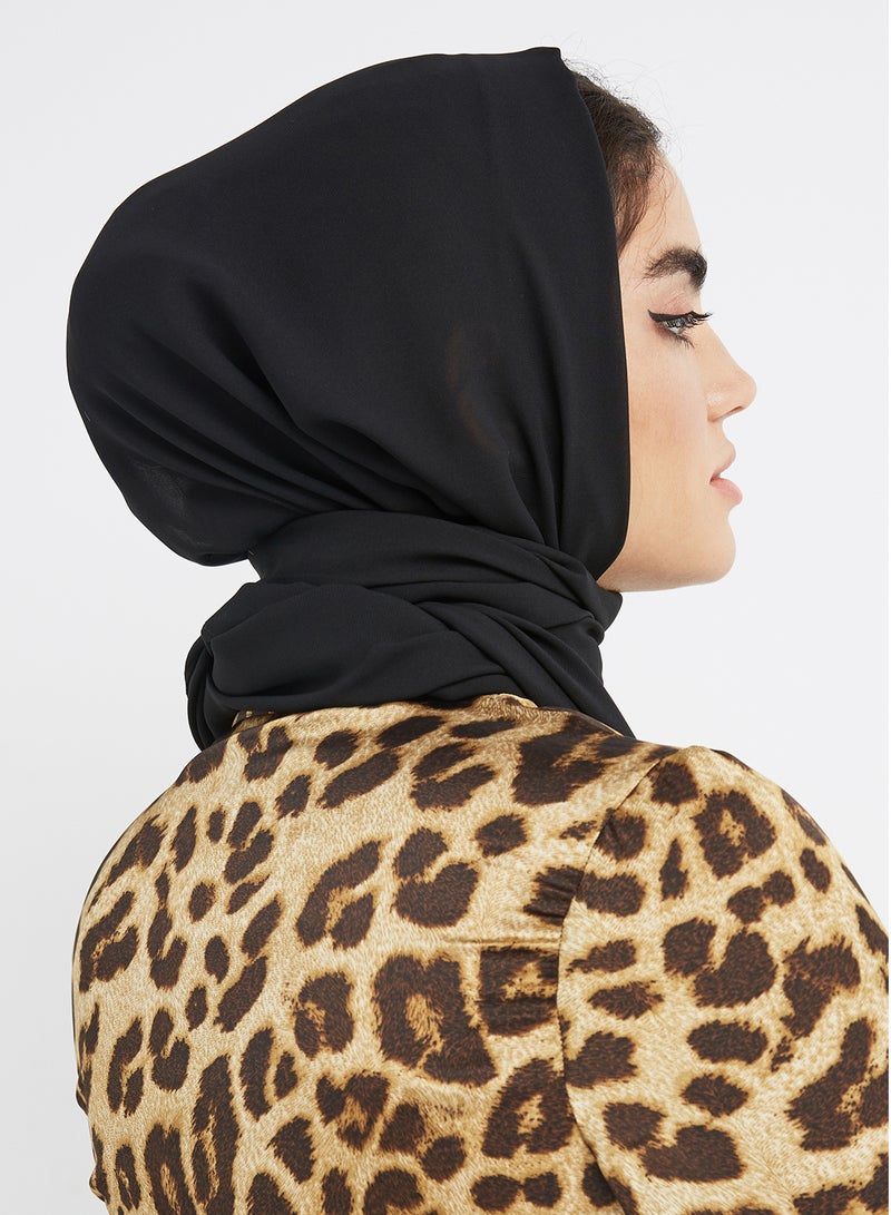 سدن وشاح حجاب شيفون أسود  - Image 3