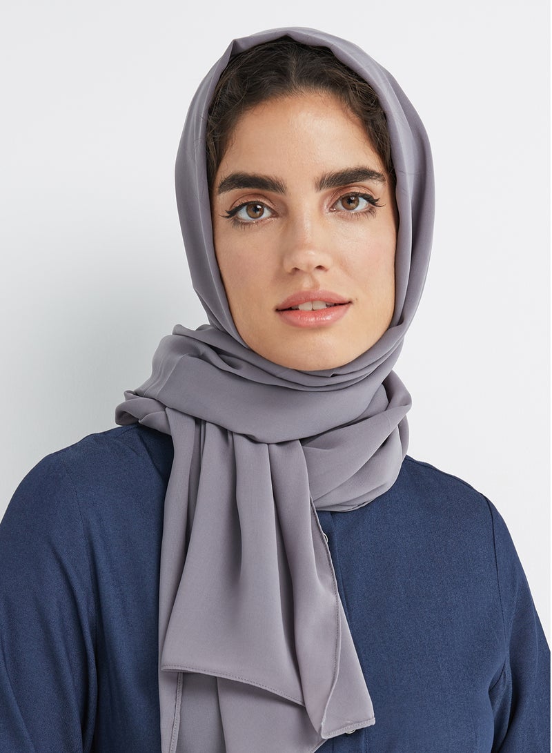 سدن وشاح حجاب شيفون رمادي  - Image 2