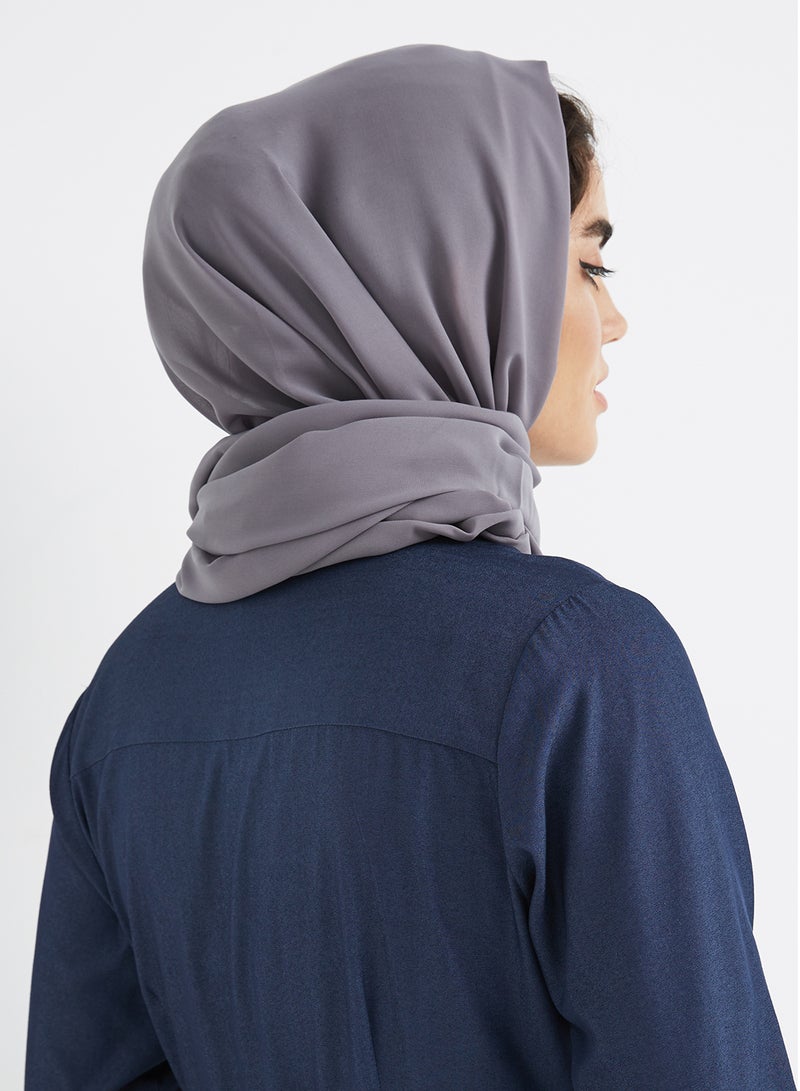 سدن وشاح حجاب شيفون رمادي  - Image 3