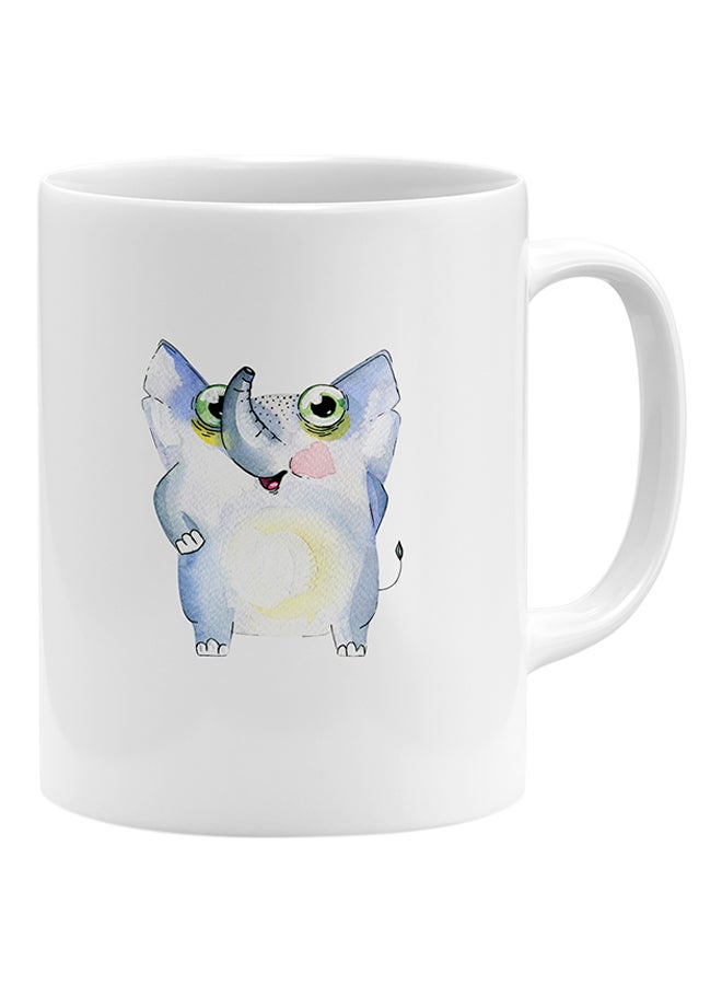 LOUD UNIVERSE Elephant Animal Cartoon Coffee Mug White 11x14cm  - Image 1