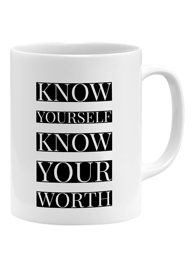 LOUD UNIVERSE Know Yourself Know Your Worth Coffee Mug White 11x14cm  - Image 1