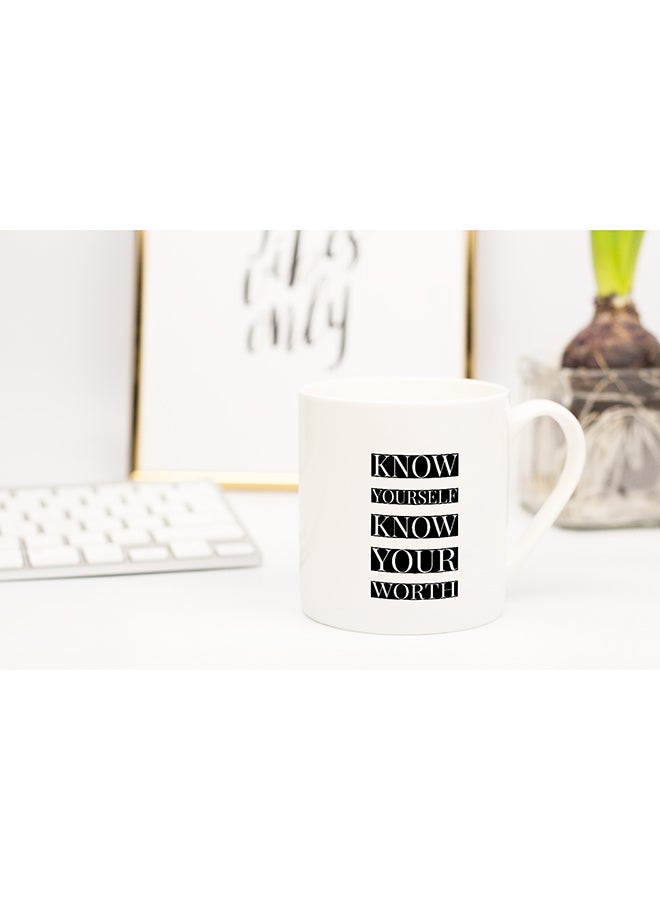 LOUD UNIVERSE Know Yourself Know Your Worth Coffee Mug White 11x14cm  - Image 2