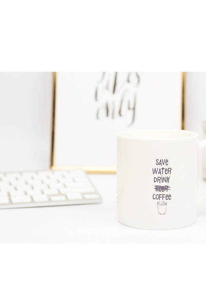 LOUD UNIVERSE Save Water Drink Beer Coffee Coffee Mug White 11x14cm - Image 2