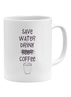 LOUD UNIVERSE Save Water Drink Beer Coffee Coffee Mug White 11x14cm  - Image 1