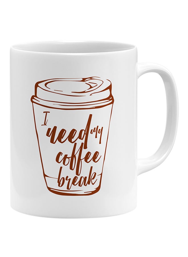 LOUD UNIVERSE I Need My Coffee Break Coffee Mug White 11x14cm  - Image 1